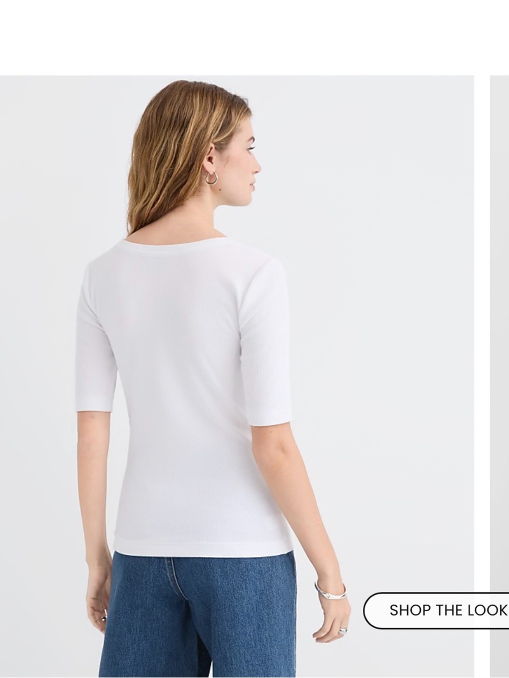 LOFT White Ribbed Short-Sleeve Crew Tee - Picture 3 of 4